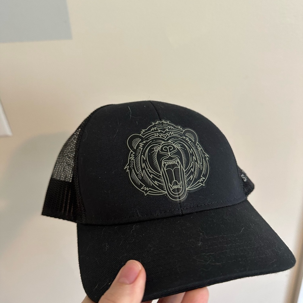 Black Sitka Trucker Cap with Bear Design